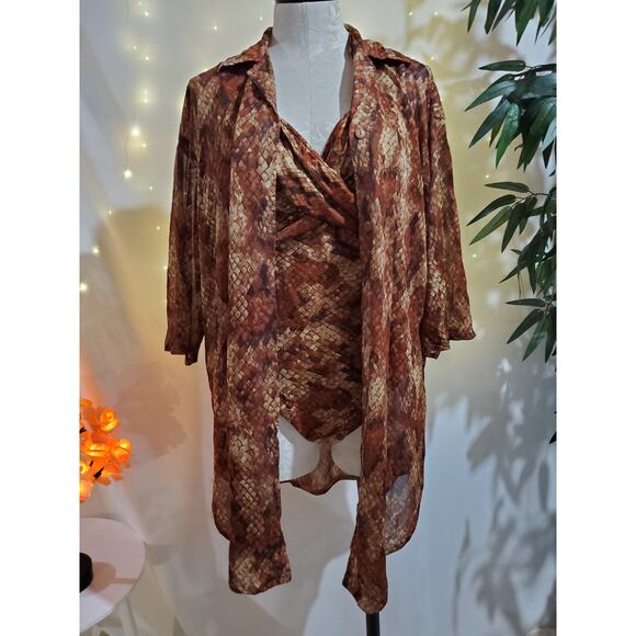 Gabar Vintage Union Made Animal Print Swim Suit Coverup Set Women's Plus Size - Picture 1 of 14